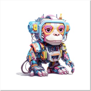 Cartoon monkey robots. T-Shirt, Sticker. Posters and Art